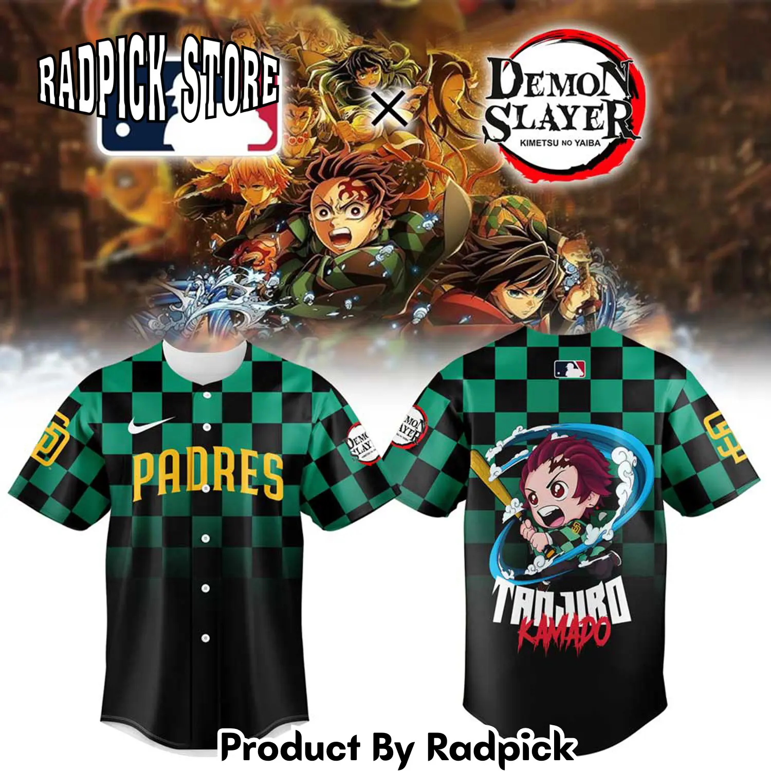 Radpick san diego padres x demon slayer v2 baseball jersey rp127163